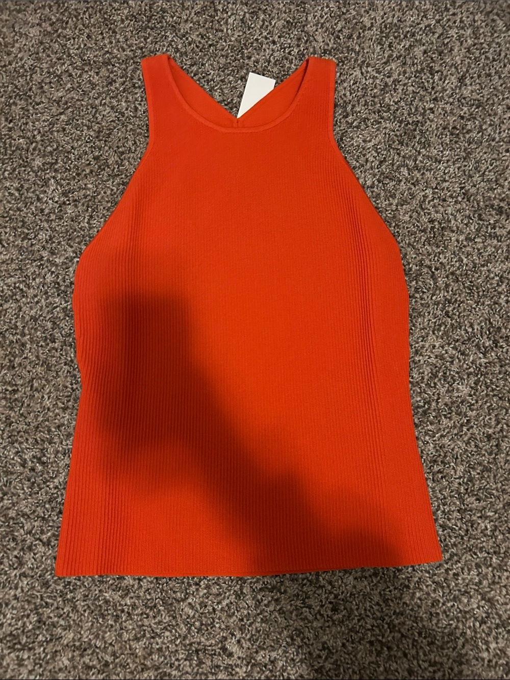Babaton Ribbed High-Neck, Open Back Tank Top - Orange-Red
